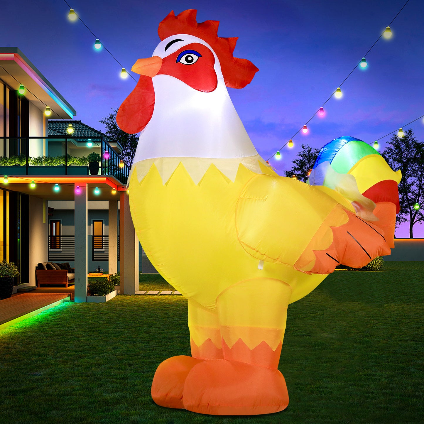 6FT Christmas Rooster Inflatables Blow up Animals Cute Chicken, Decorations Outdoor Yard Built-in LED Lights Big Large Decor Party Farm Lawn Holiday Outside