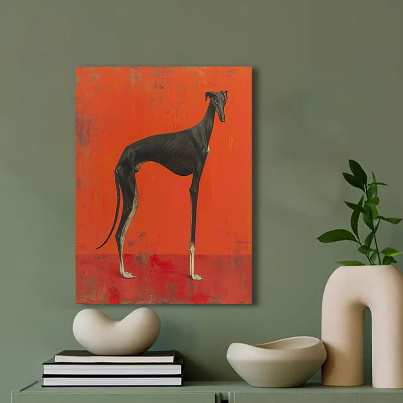 Chic Black Greyhound Canvas Art Print with Wooden Frame - Durable High-Quality Wall Decor for Living Room, Bedroom, Office