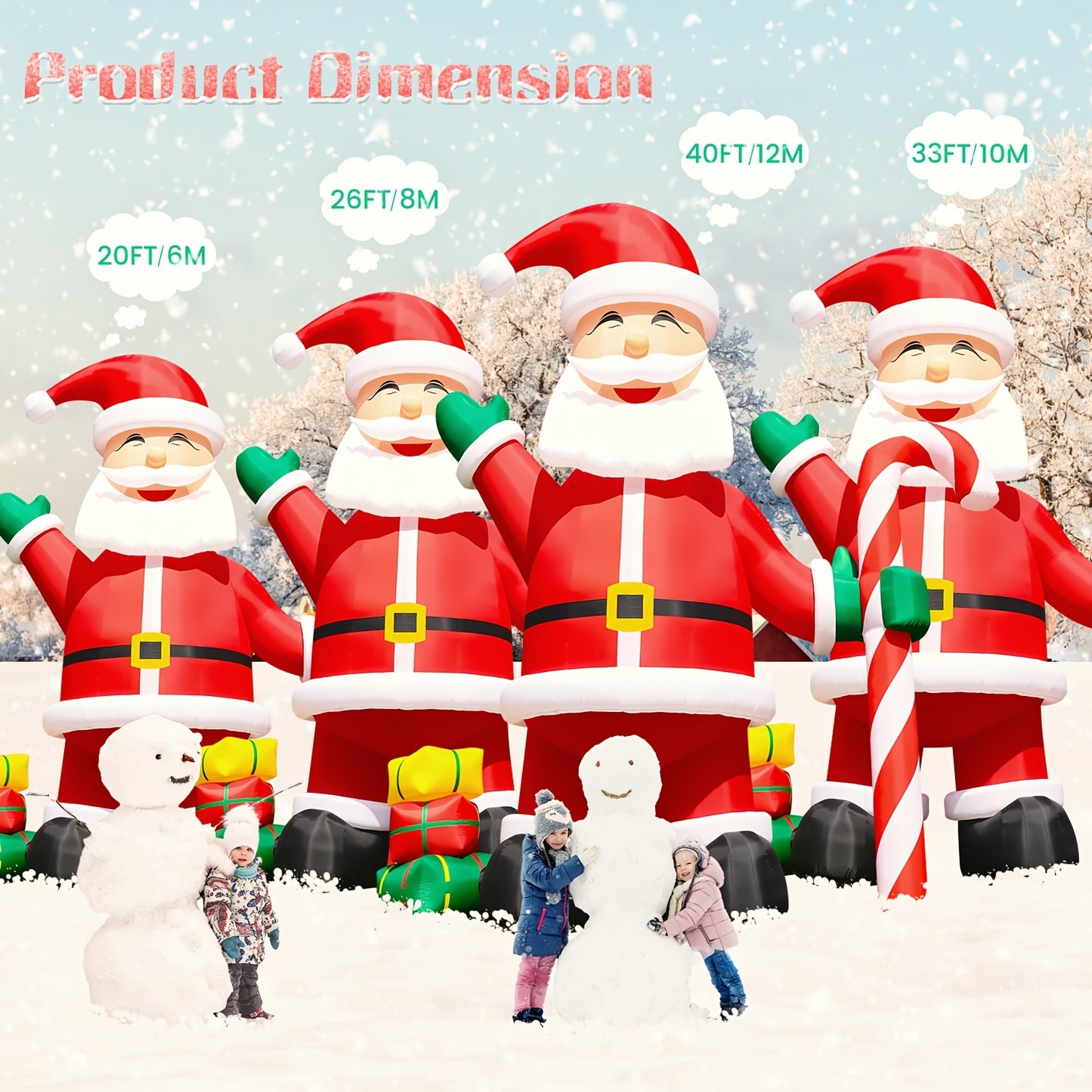 1pc Of 26ft/33ft Giant Inflatable Santa Claus, Inflatable Christmas Decoration, Inflatable Christmas Courtyard Decoration, Inflatable Christmas Shopping Mall Decoration