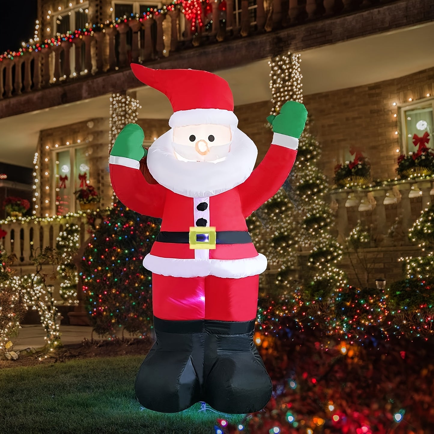 6ft LED Santa Claus Inflatable with Vibrant Lights - Easy Setup, Durable Outdoor Christmas Decoration for Home & Garden, LED Santa, Inflatable, Christmas Decoration, Outdoor, Vibrant Lighting