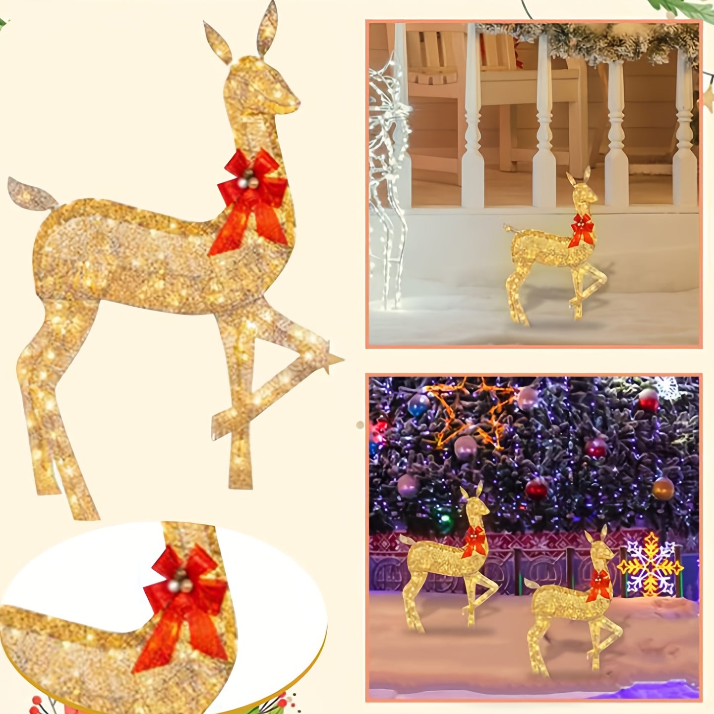 Luminous Three-piece Christmas Deer Family Set Outdoor Decor