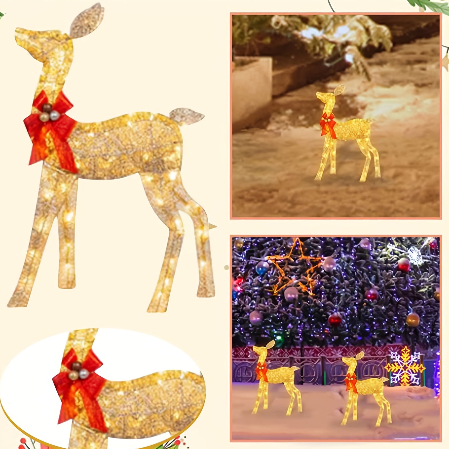 Luminous Three-piece Christmas Deer Family Set Outdoor Decor