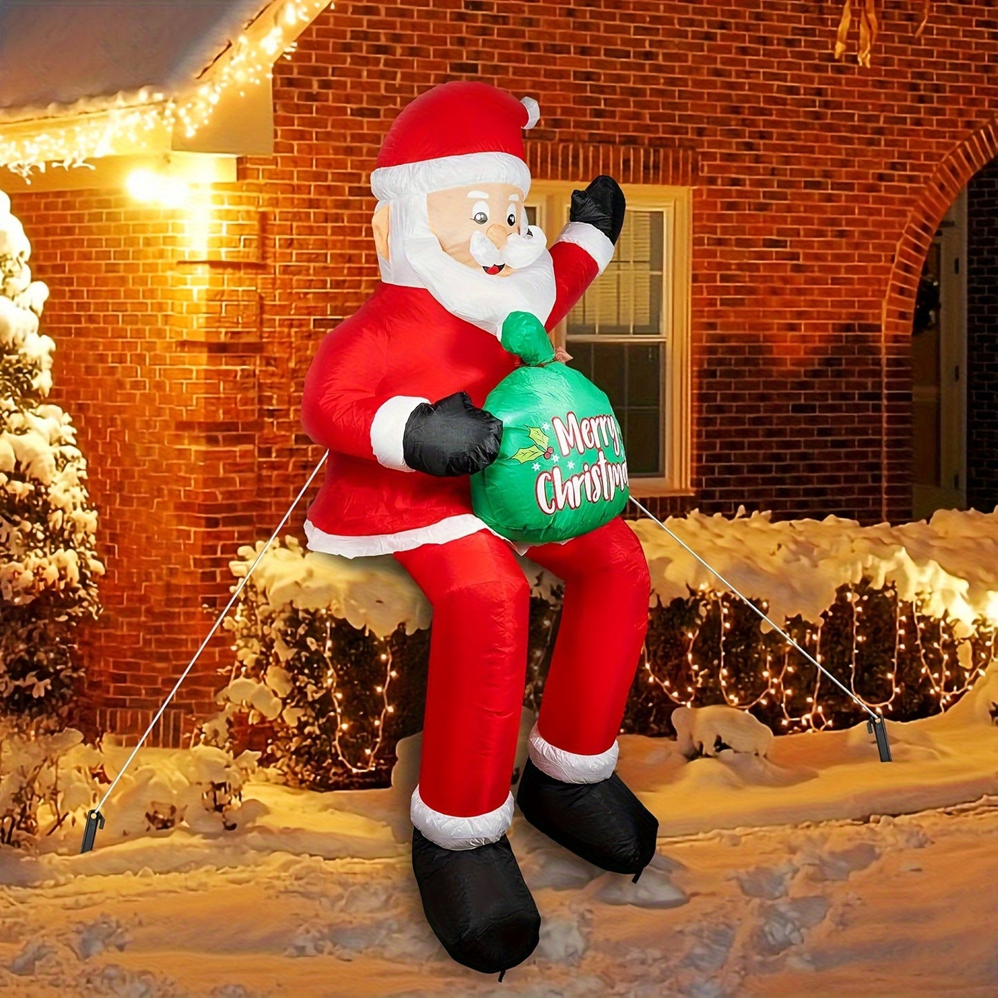 5.6ft LED-Lit Inflatable Santa Claus with Gift Bag - Weatherproof Christmas Yard Decor for Garden, Patio & Lawn Party, Blowout, Holiday Decorations, Christmas Gifts