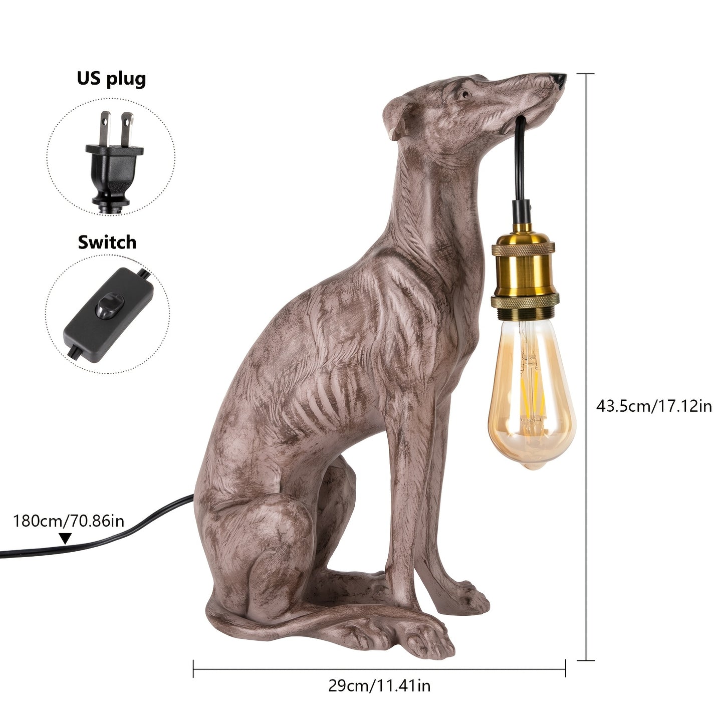 Sighthound -Shaped Desk Lamp - Unique Resin Table Light for Home & Office Decor