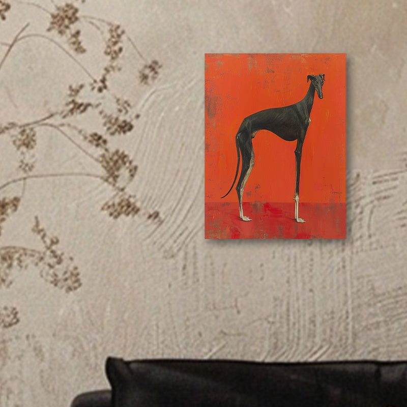 Chic Black Greyhound Canvas Art Print with Wooden Frame - Durable High-Quality Wall Decor for Living Room, Bedroom, Office