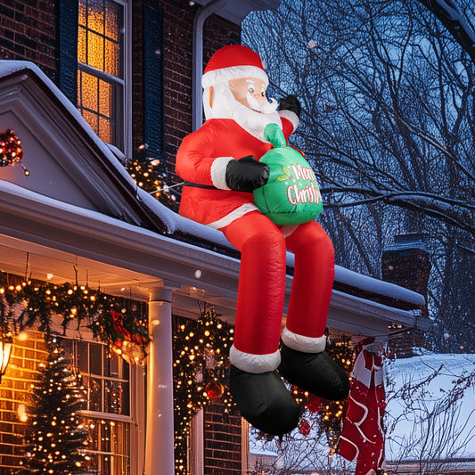 5.6ft LED-Lit Inflatable Santa Claus with Gift Bag - Weatherproof Christmas Yard Decor for Garden, Patio & Lawn Party, Blowout, Holiday Decorations, Christmas Gifts