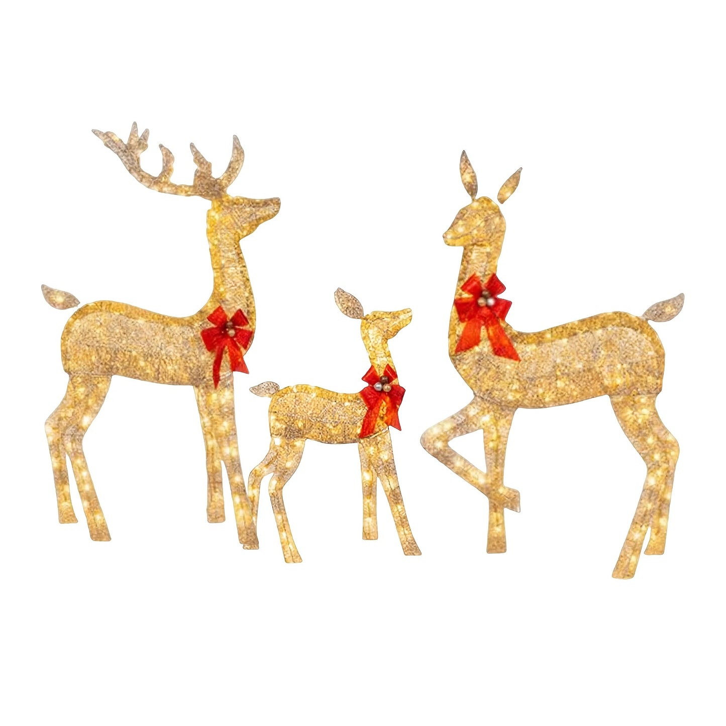 Luminous Three-piece Christmas Deer Family Set Outdoor Decor