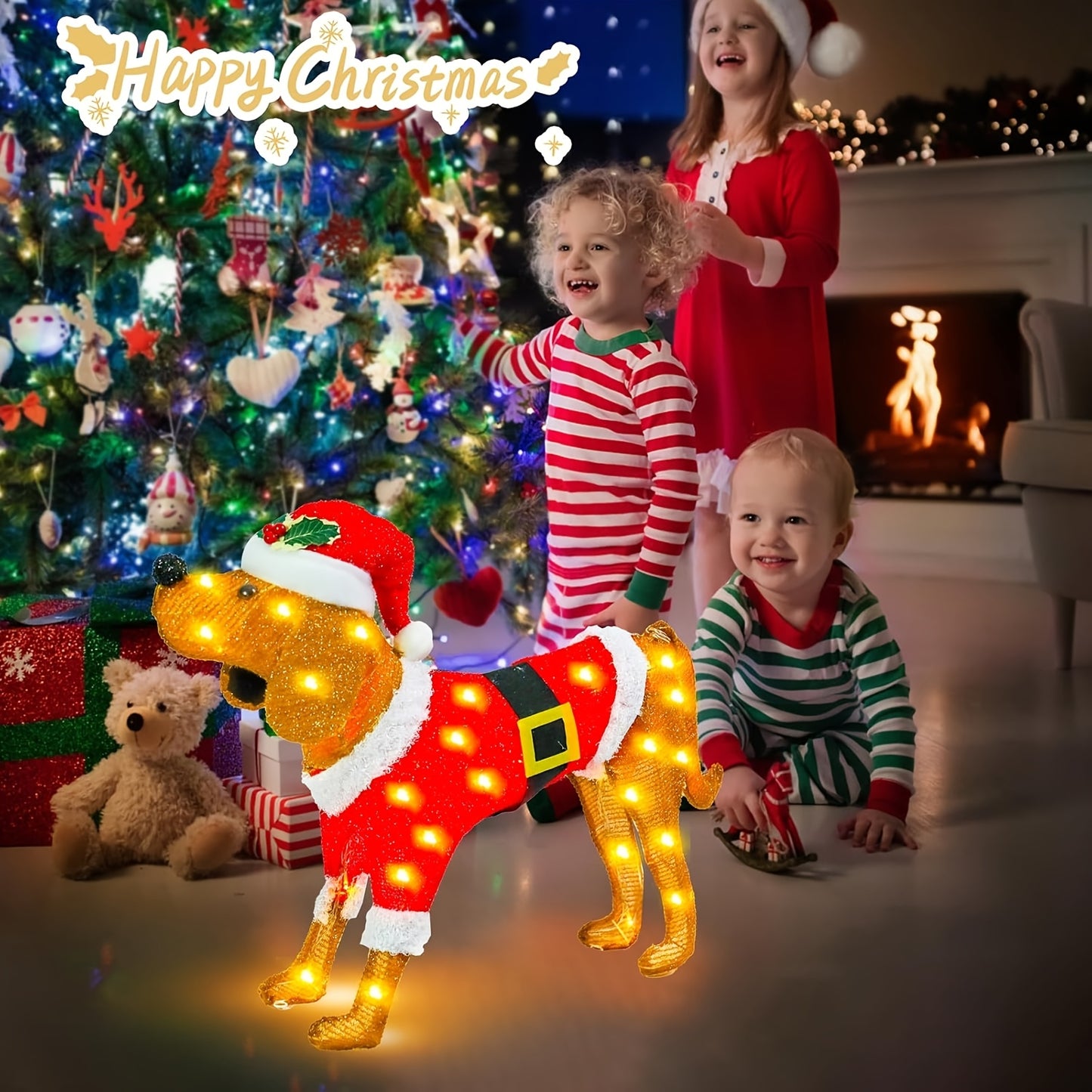 LED-Lit Dachshund Christmas Decoration - Collapsible, Battery-Powered Holiday Yard & Indoor Decor