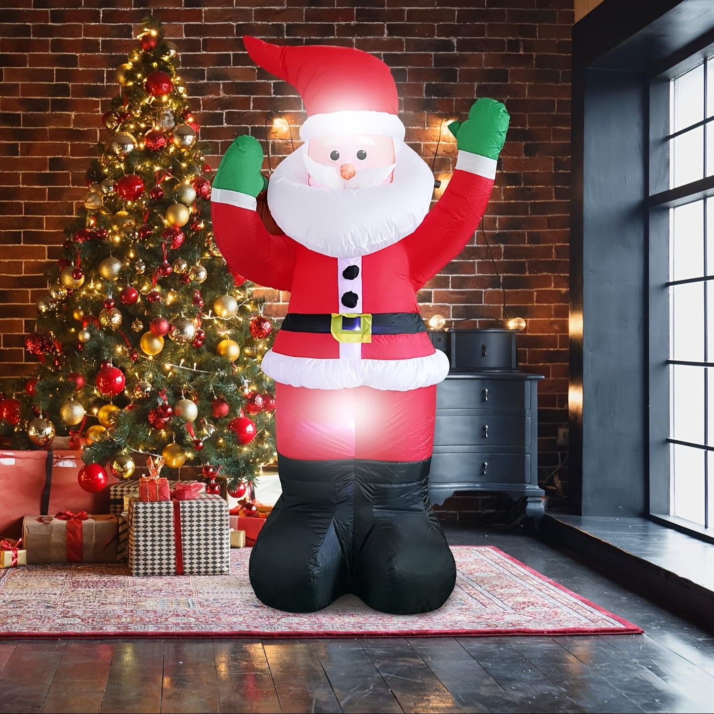 6ft LED Santa Claus Inflatable with Vibrant Lights - Easy Setup, Durable Outdoor Christmas Decoration for Home & Garden, LED Santa, Inflatable, Christmas Decoration, Outdoor, Vibrant Lighting