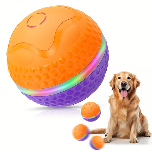 Medium/Large Dogs Automatic Rolling Ball Toy, Lively Pet Ball with LED Flash, USB Rechargeable, Activated Automatic Motion