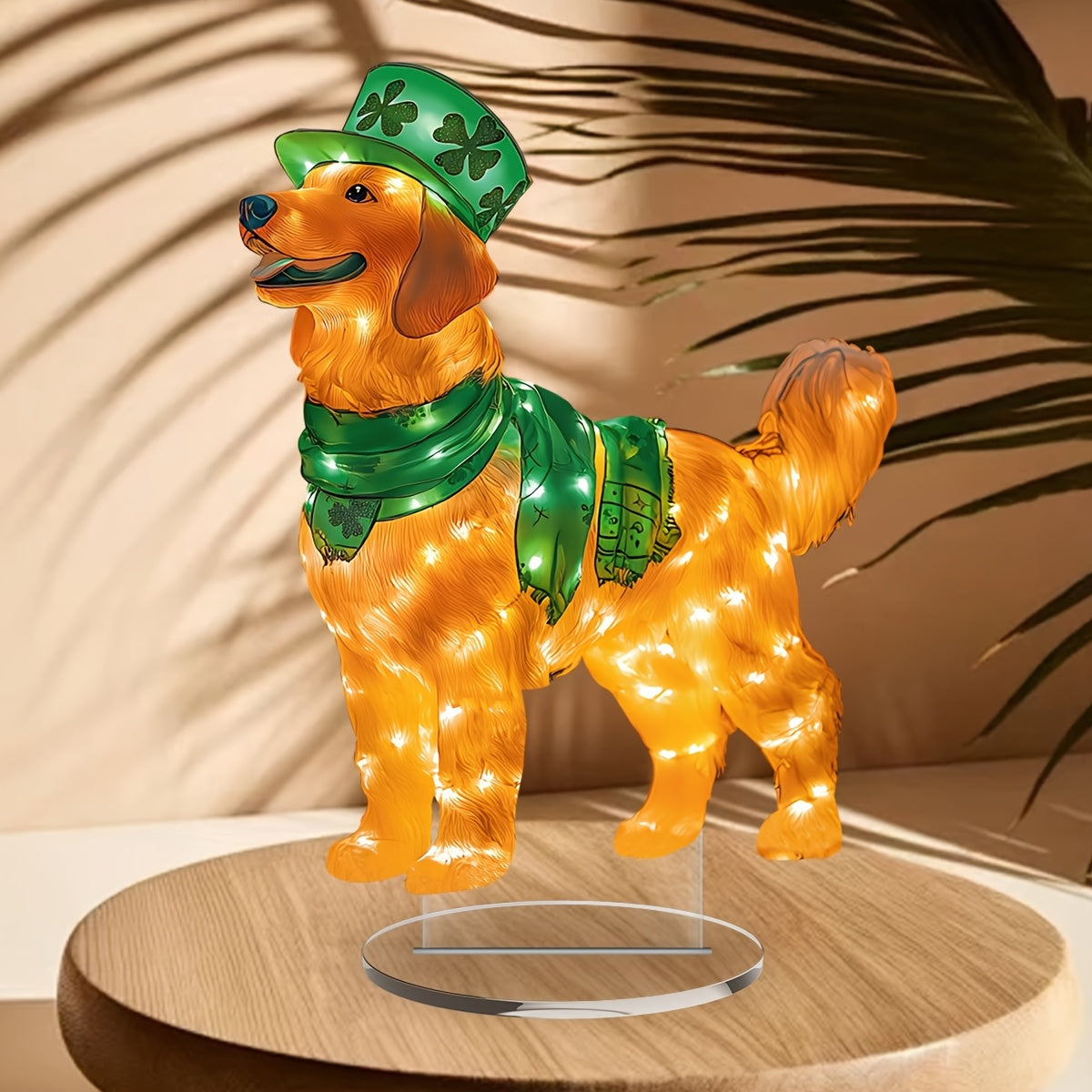 1pc, St. Patrick'S Dog Acrylic Desktop Display Sign, Classic Desktop Decoration, Multi-functional Desktop Ornament, Elegant And Gratuitous, No Power Required, With Stand, Suitable For Home And Office Bedrooms, 2D Flat