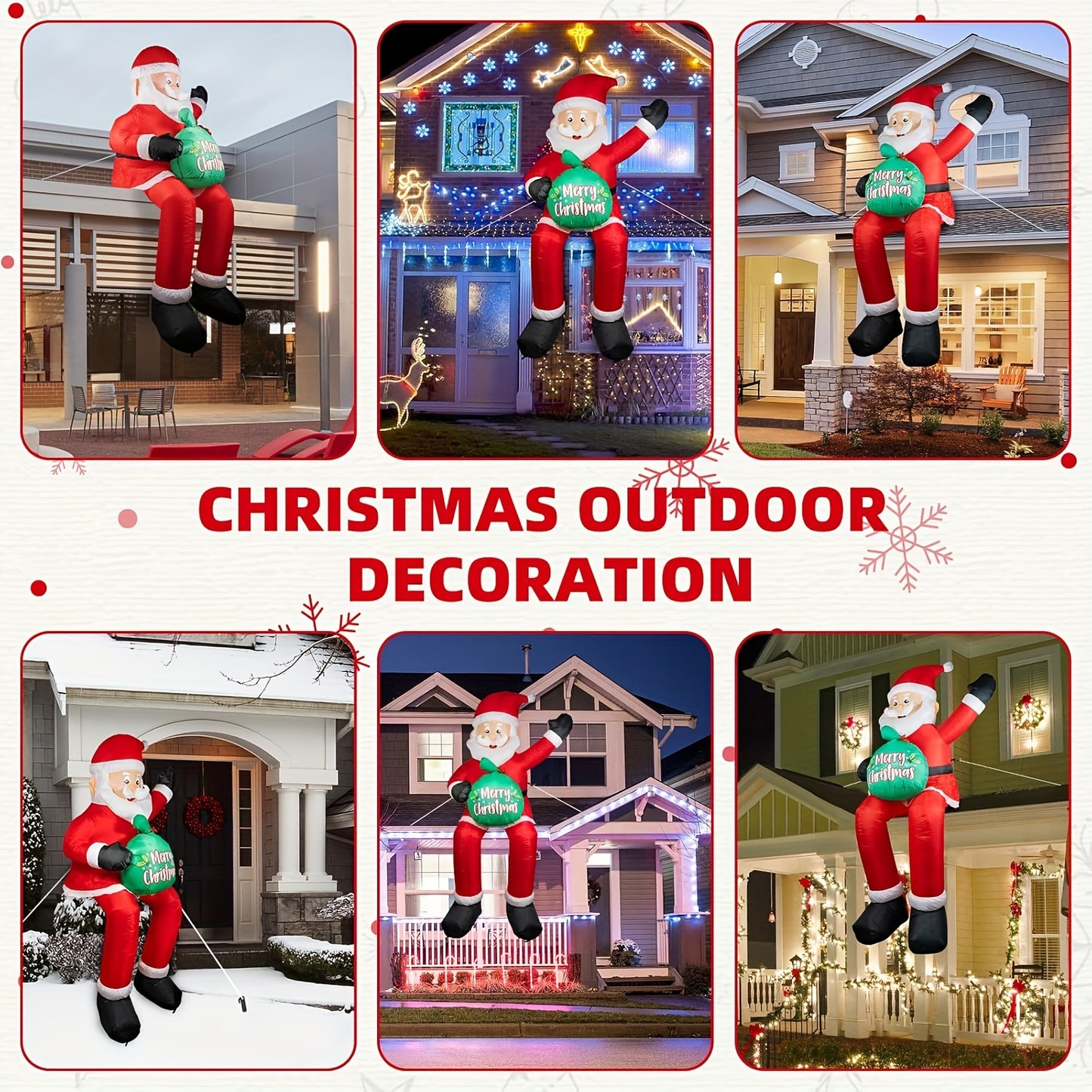 5.6ft LED-Lit Inflatable Santa Claus with Gift Bag - Weatherproof Christmas Yard Decor for Garden, Patio & Lawn Party, Blowout, Holiday Decorations, Christmas Gifts