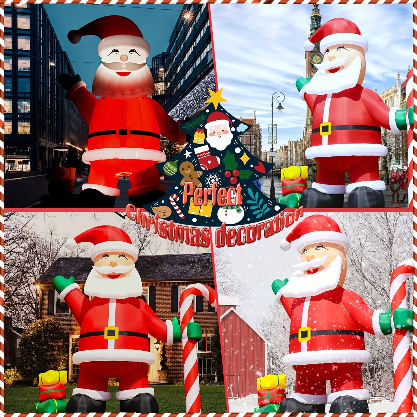 1pc Of 26ft/33ft Giant Inflatable Santa Claus, Inflatable Christmas Decoration, Inflatable Christmas Courtyard Decoration, Inflatable Christmas Shopping Mall Decoration