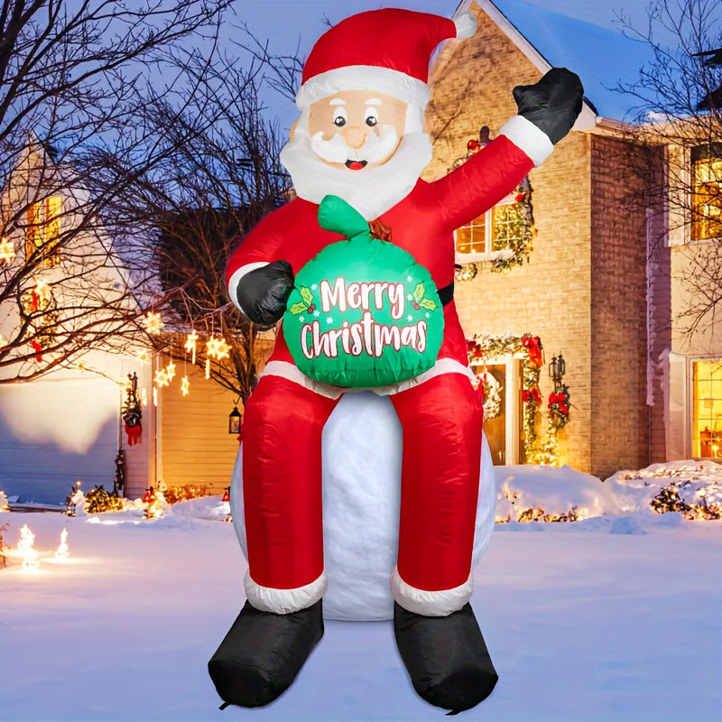 5.6ft LED-Lit Inflatable Santa Claus with Gift Bag - Weatherproof Christmas Yard Decor for Garden, Patio & Lawn Party, Blowout, Holiday Decorations, Christmas Gifts