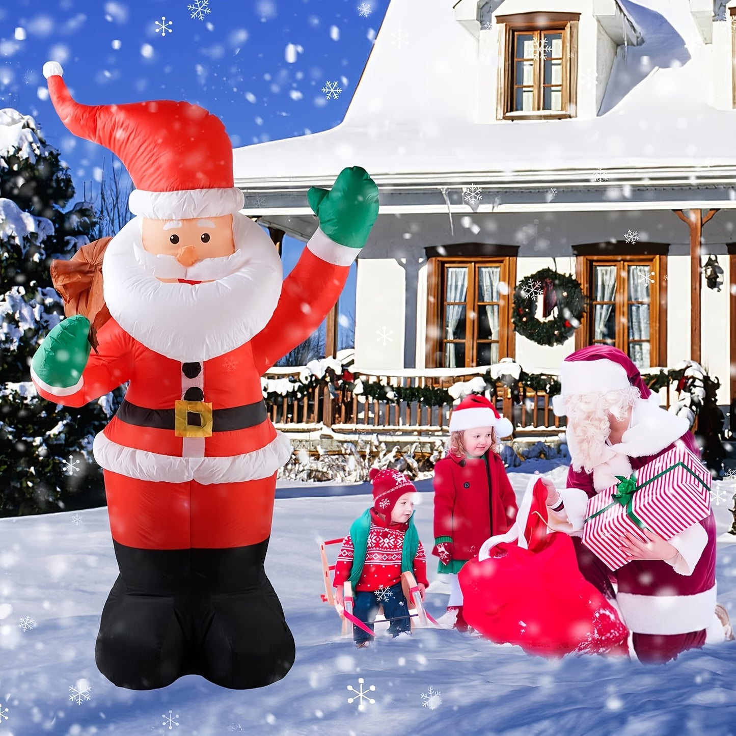 6ft LED Santa Claus Inflatable with Vibrant Lights - Easy Setup, Durable Outdoor Christmas Decoration for Home & Garden, LED Santa, Inflatable, Christmas Decoration, Outdoor, Vibrant Lighting