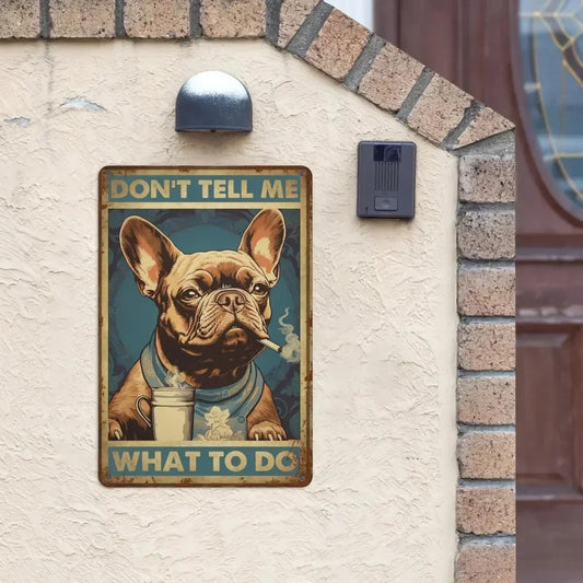 New Vintage Don't Tell Me What to Do Metal Tin Sign - Retro French Bulldog Dog Tin Plate Decor for Home Bedrooms Bar decoration