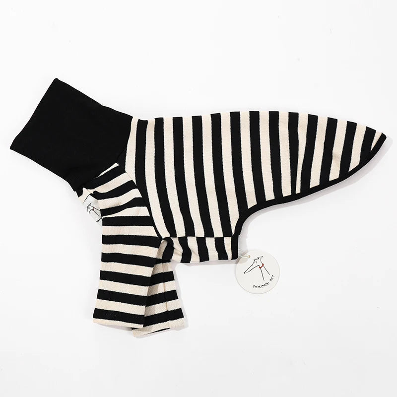 Stylish Black & White Striped Dog Shirt - Perfect for Spring & Summer