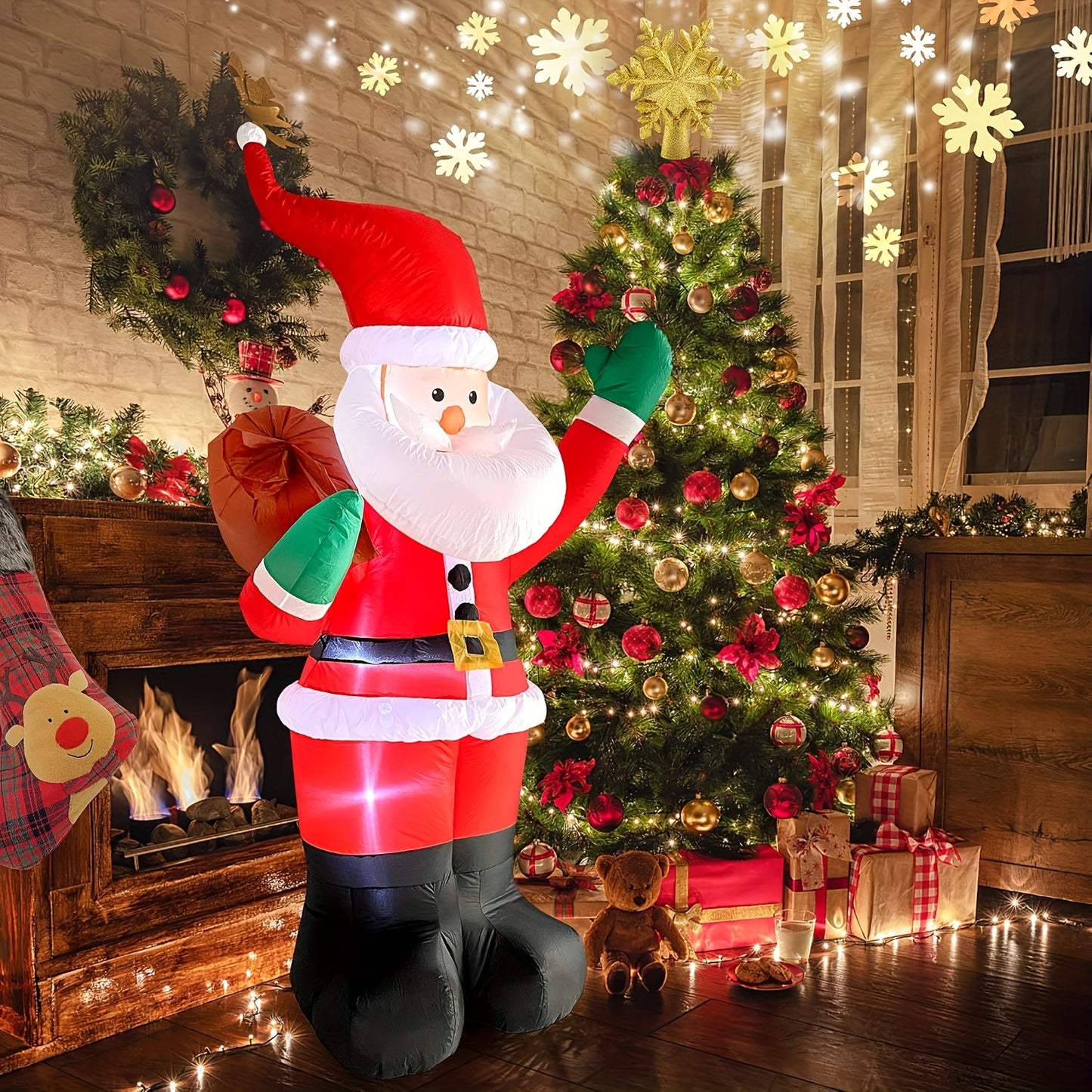 6ft LED Santa Claus Inflatable with Vibrant Lights - Easy Setup, Durable Outdoor Christmas Decoration for Home & Garden, LED Santa, Inflatable, Christmas Decoration, Outdoor, Vibrant Lighting