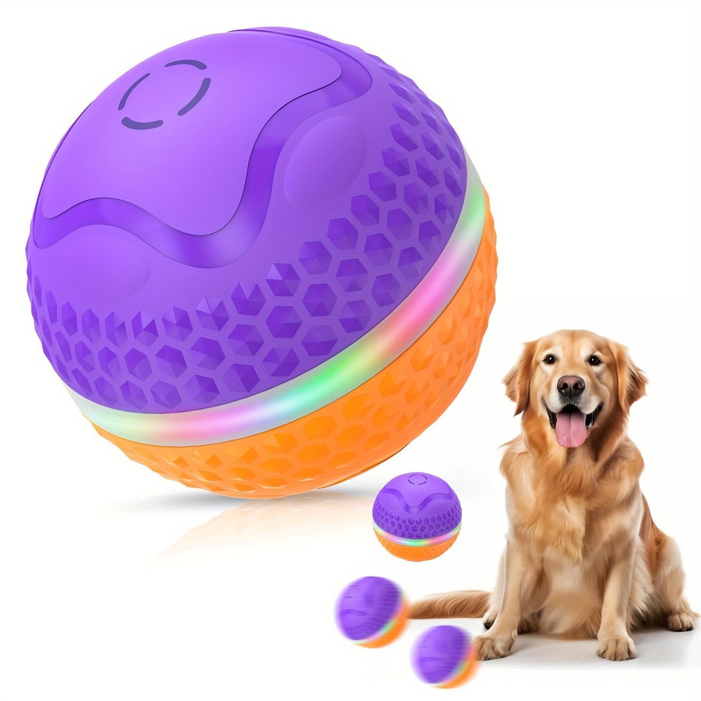 Medium/Large Dogs Automatic Rolling Ball Toy, Lively Pet Ball with LED Flash, USB Rechargeable, Activated Automatic Motion