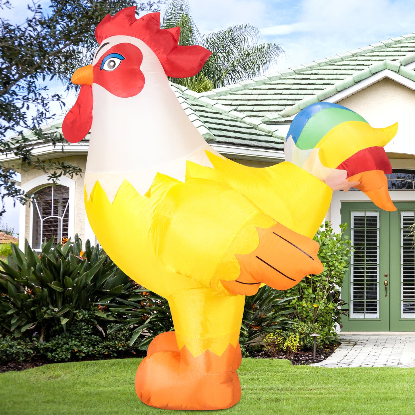 6FT Christmas Rooster Inflatables Blow up Animals Cute Chicken, Decorations Outdoor Yard Built-in LED Lights Big Large Decor Party Farm Lawn Holiday Outside