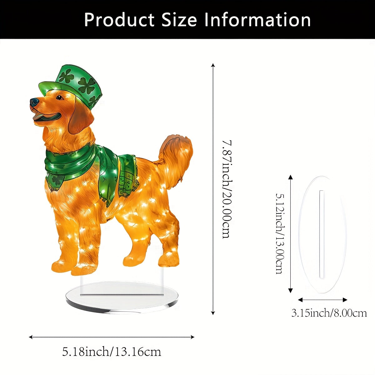 1pc, St. Patrick'S Dog Acrylic Desktop Display Sign, Classic Desktop Decoration, Multi-functional Desktop Ornament, Elegant And Gratuitous, No Power Required, With Stand, Suitable For Home And Office Bedrooms, 2D Flat