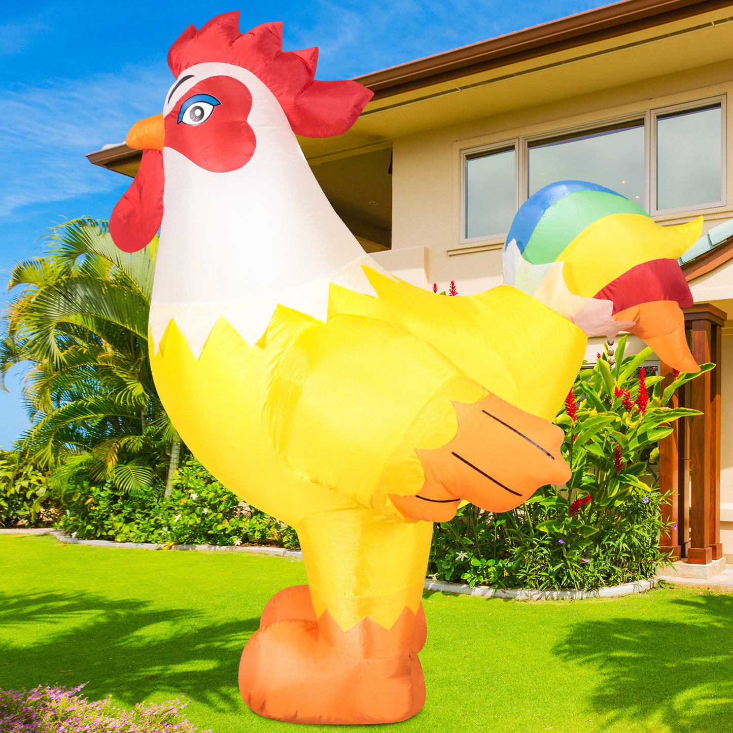 6FT Christmas Rooster Inflatables Blow up Animals Cute Chicken, Decorations Outdoor Yard Built-in LED Lights Big Large Decor Party Farm Lawn Holiday Outside