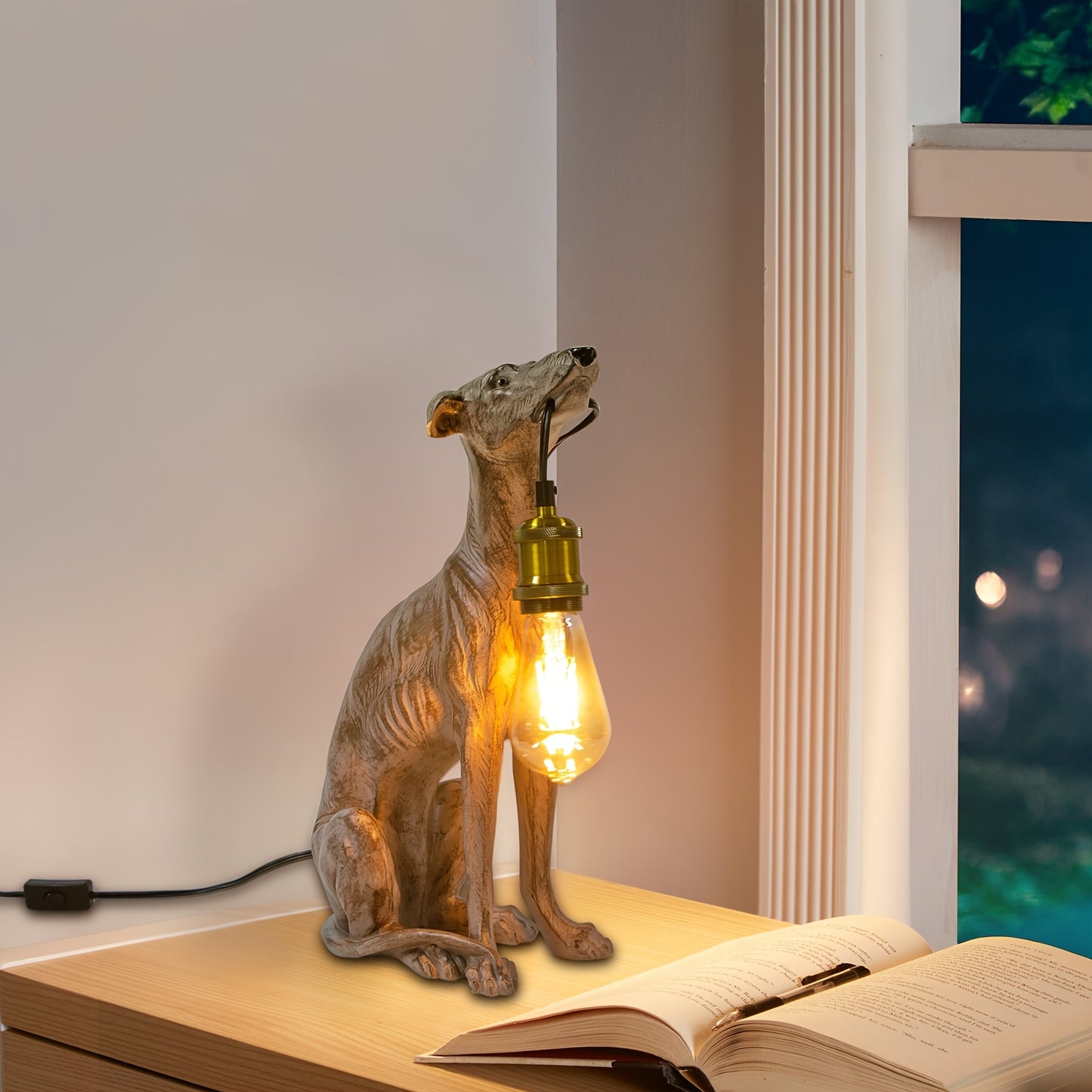 Sighthound -Shaped Desk Lamp - Unique Resin Table Light for Home & Office Decor