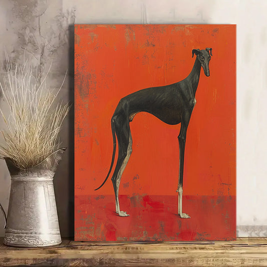 Chic Black Greyhound Canvas Art Print with Wooden Frame - Durable High-Quality Wall Decor for Living Room, Bedroom, Office