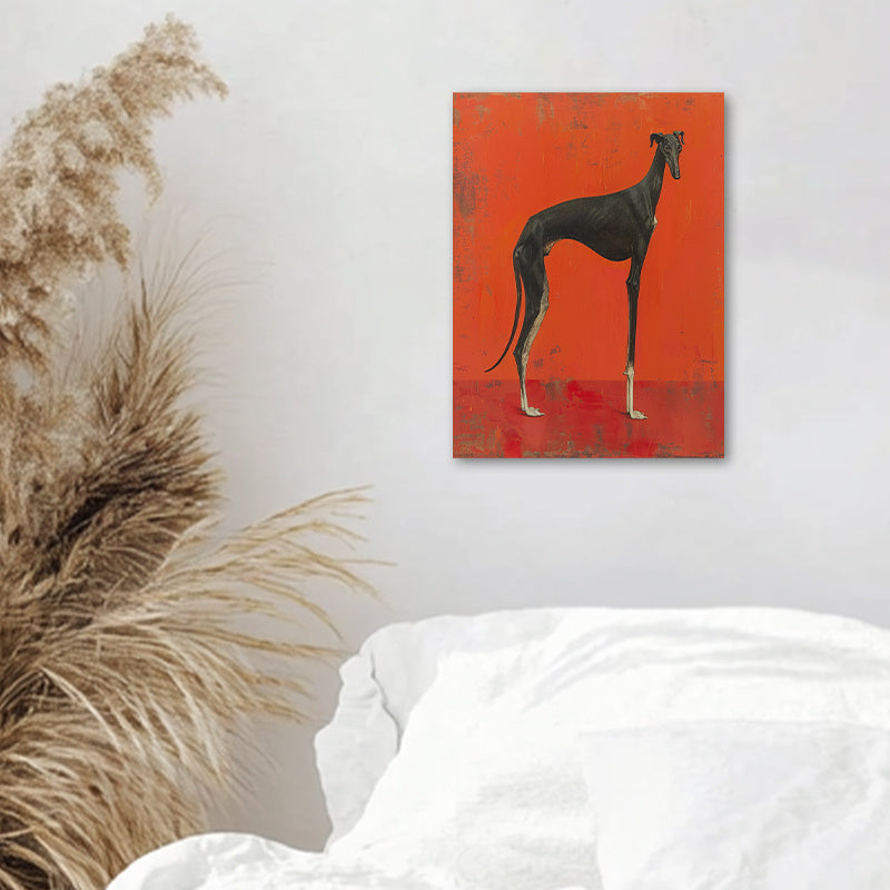 Chic Black Greyhound Canvas Art Print with Wooden Frame - Durable High-Quality Wall Decor for Living Room, Bedroom, Office