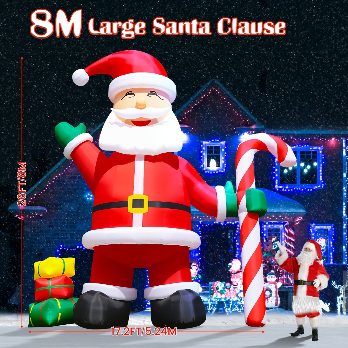 1pc Of 26ft/33ft Giant Inflatable Santa Claus, Inflatable Christmas Decoration, Inflatable Christmas Courtyard Decoration, Inflatable Christmas Shopping Mall Decoration