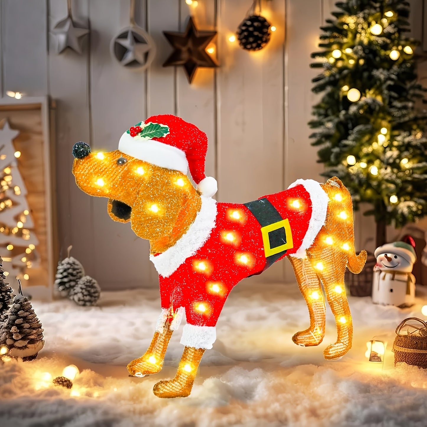 LED-Lit Dachshund Christmas Decoration - Collapsible, Battery-Powered Holiday Yard & Indoor Decor