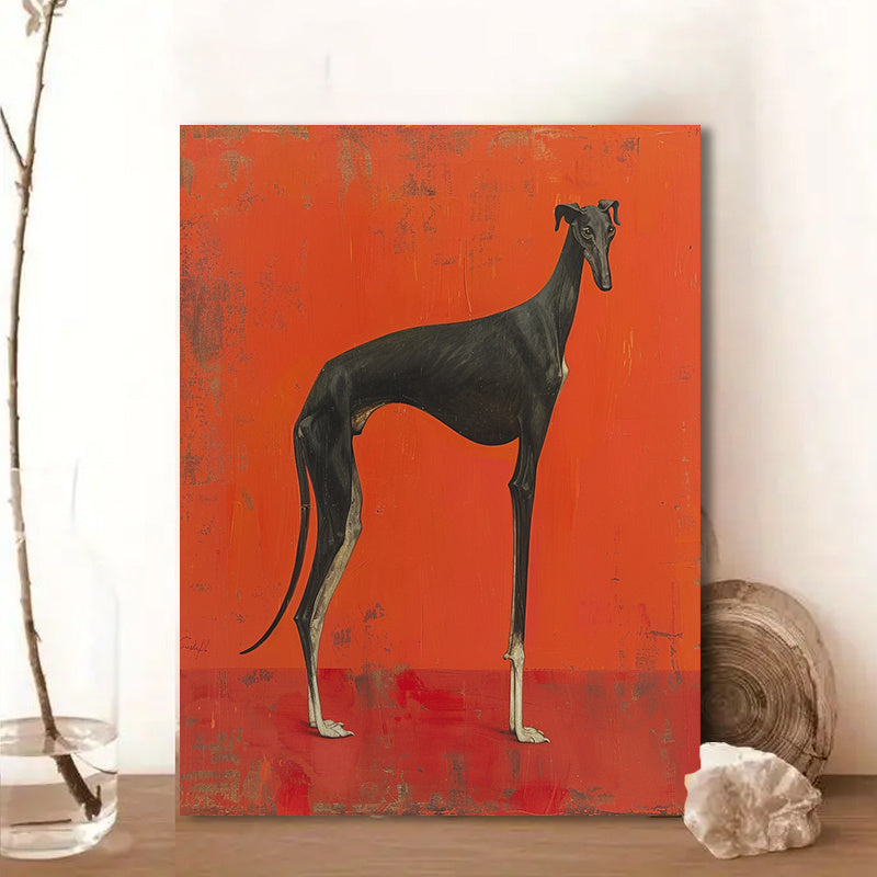 Chic Black Greyhound Canvas Art Print with Wooden Frame - Durable High-Quality Wall Decor for Living Room, Bedroom, Office