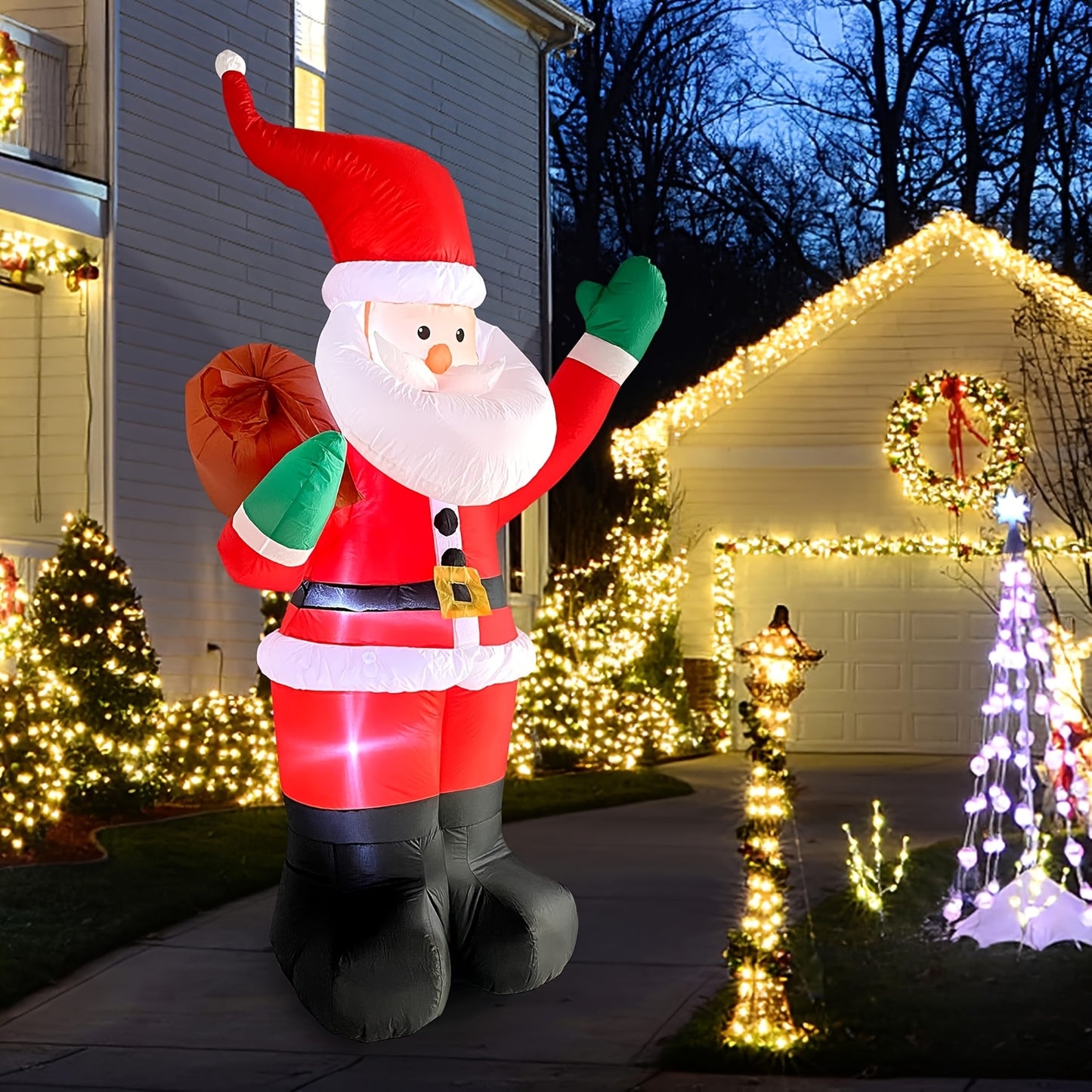 6ft LED Santa Claus Inflatable with Vibrant Lights - Easy Setup, Durable Outdoor Christmas Decoration for Home & Garden, LED Santa, Inflatable, Christmas Decoration, Outdoor, Vibrant Lighting