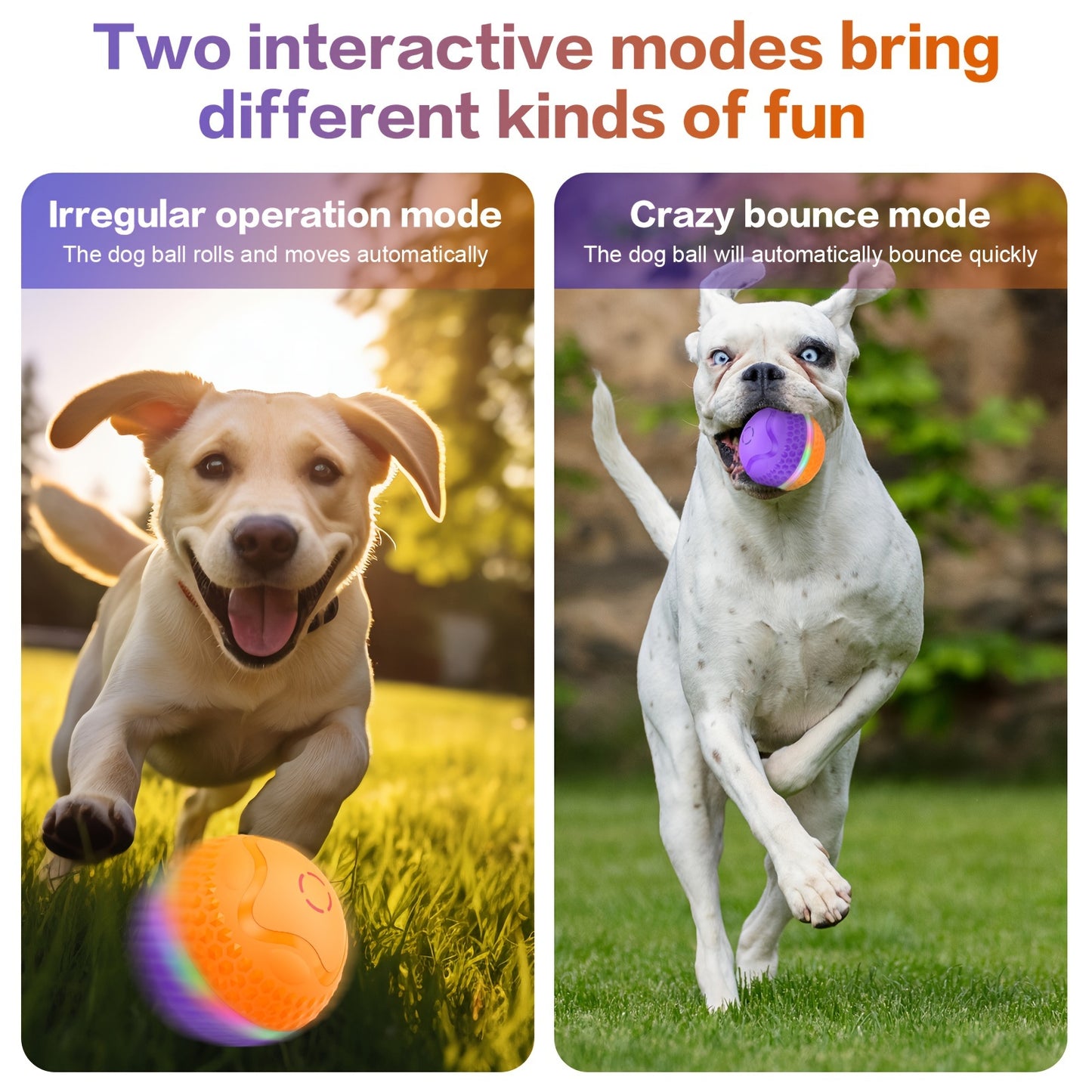 Medium/Large Dogs Automatic Rolling Ball Toy, Lively Pet Ball with LED Flash, USB Rechargeable, Activated Automatic Motion