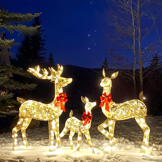 Luminous Three-piece Christmas Deer Family Set Outdoor Decor