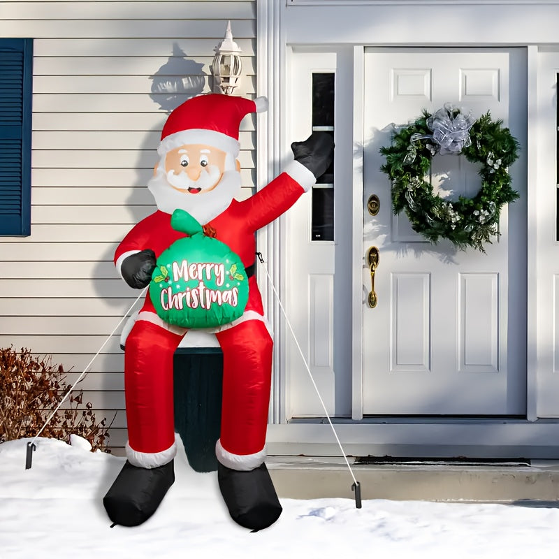 5.6ft LED-Lit Inflatable Santa Claus with Gift Bag - Weatherproof Christmas Yard Decor for Garden, Patio & Lawn Party, Blowout, Holiday Decorations, Christmas Gifts